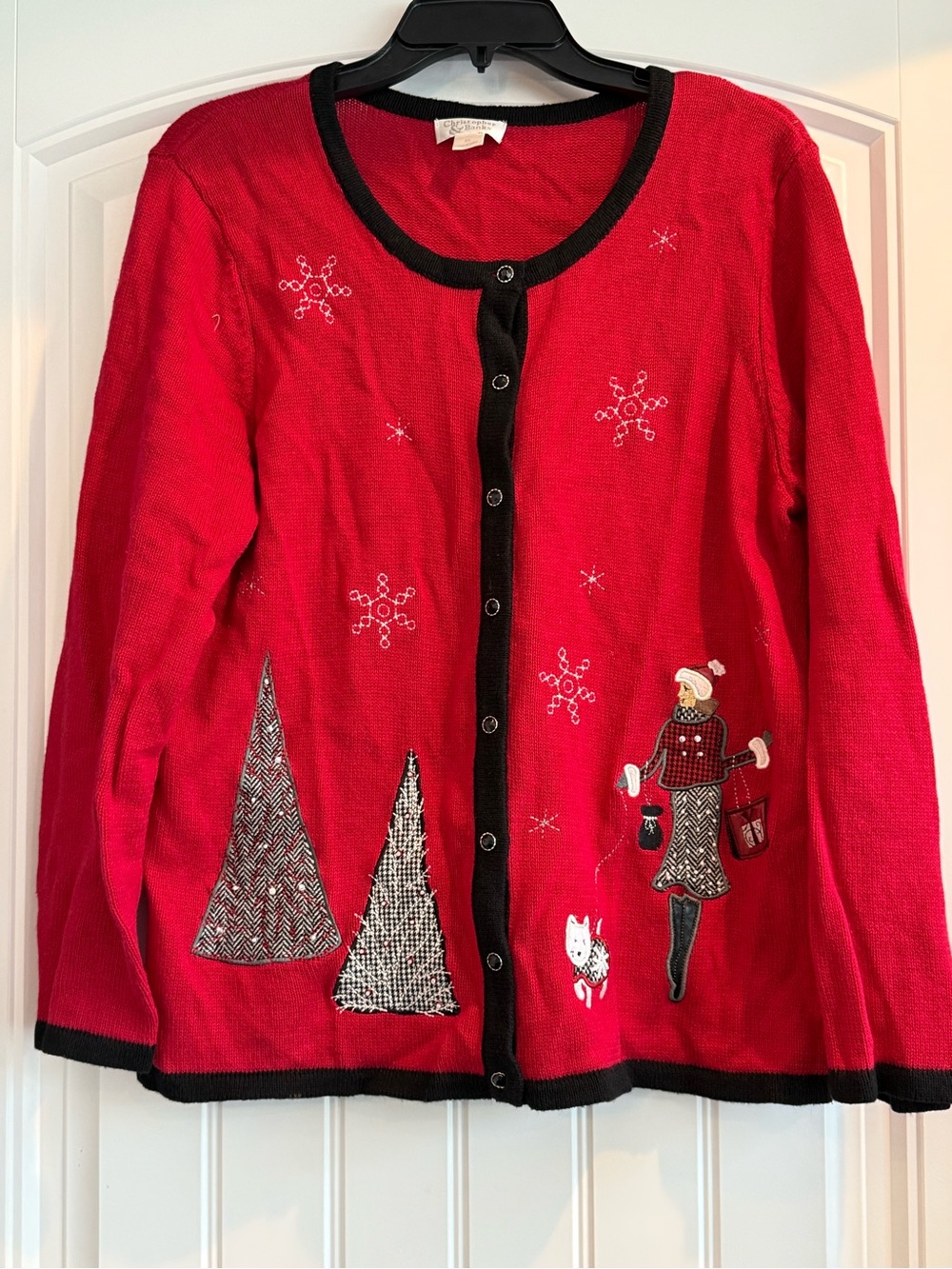 Christopher & Banks Winter Holiday Knit Button Sweater Cardigan